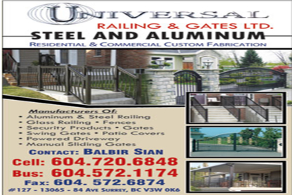 Universal Railing & Gates Ltd - Rampes et balustrades