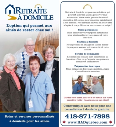 Retraite à domicile Québec - Services de soins à domicile