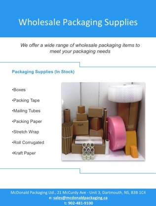 McDonald Packaging Ltd - Packaging Machines, Equipment & Supplies