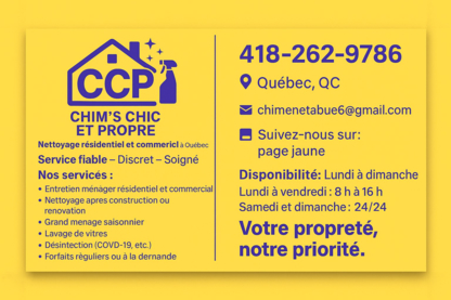Chim's Chic et Propre - Commercial, Industrial & Residential Cleaning