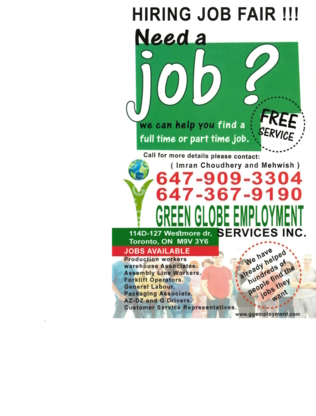 Green Globe Employment Services Inc - Agences de placement