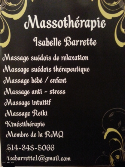 Massothérapie Isabelle Barrette - Massage Therapists