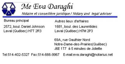 Eva Daraghi Notaire Inc. - Notaires