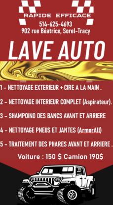 Lave Auto Rapide Efficace - Entretien intérieur et extérieur d'auto