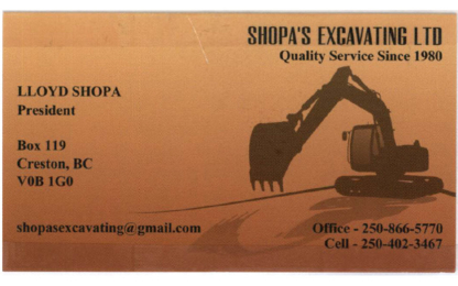 Shopa's Excavating - Excavation Contractors