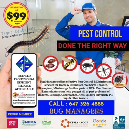 Bug Managers Pest Control - Extermination et fumigation
