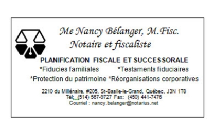 Me Nancy Bélanger, M.Fisc. notaire et fiscaliste - Notaries Public