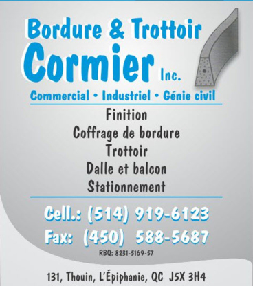 Bordure et Trottoir Cormier Inc - Concrete Contractors