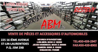 Distribution A B M Inc - Accessoires et pièces d'autos neuves