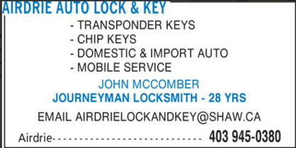 Airdrie Auto Lock & Key - Serrures et serruriers