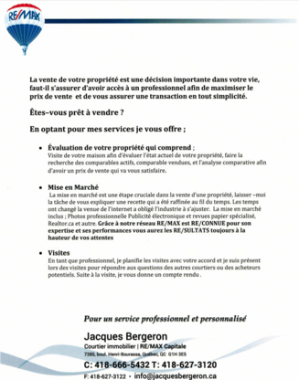 Jacques Bergeron Re/Max Capitale Québec - Real Estate Agents & Brokers