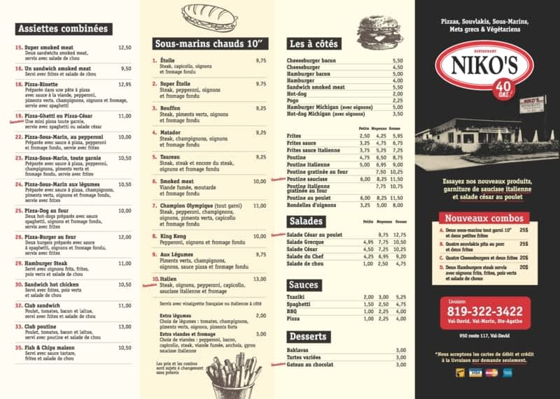 Nik's Pizza & Restaurant's Menu