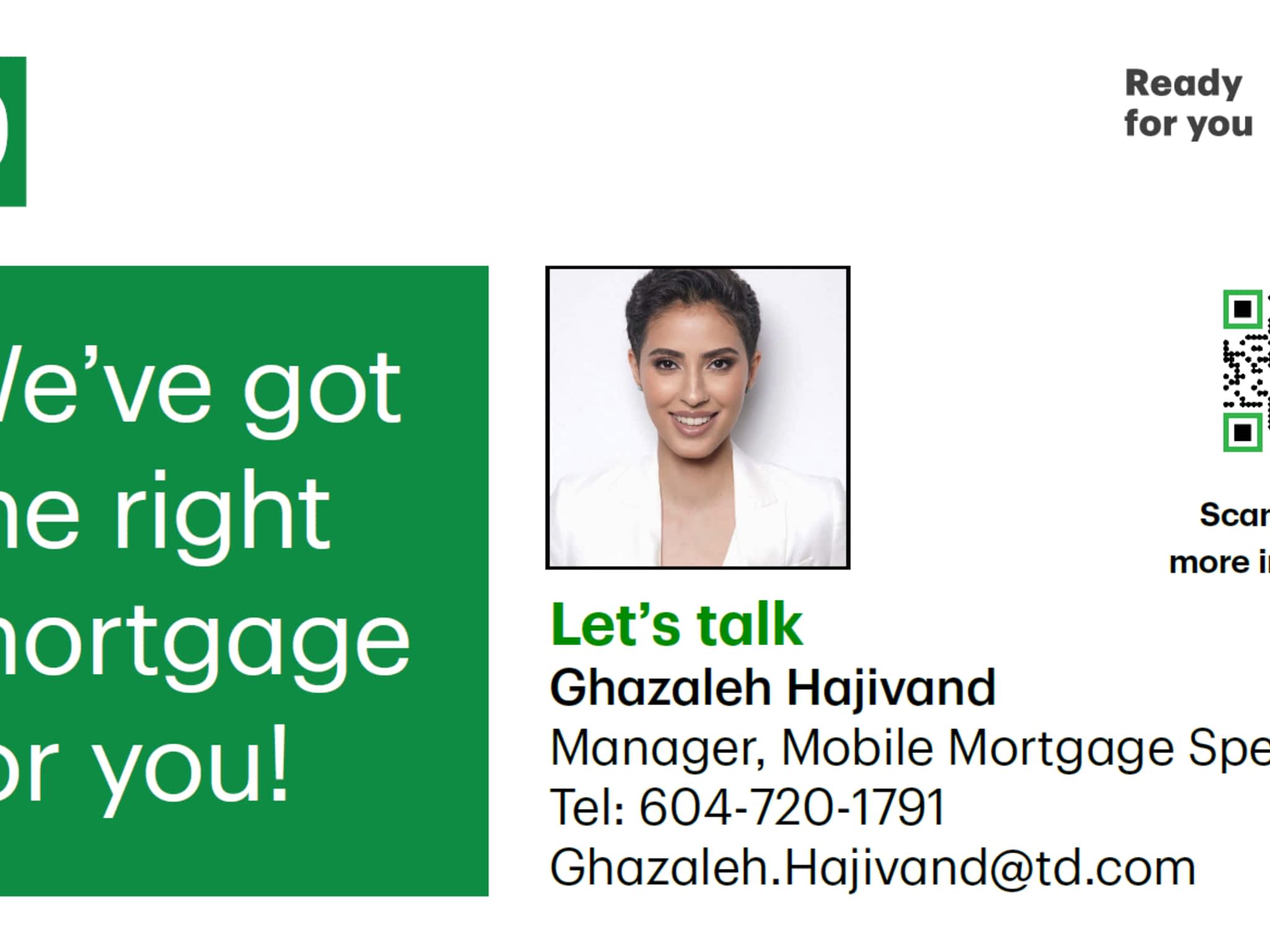 photo Ghazaleh Hajivand - TD Mortgage Specialist