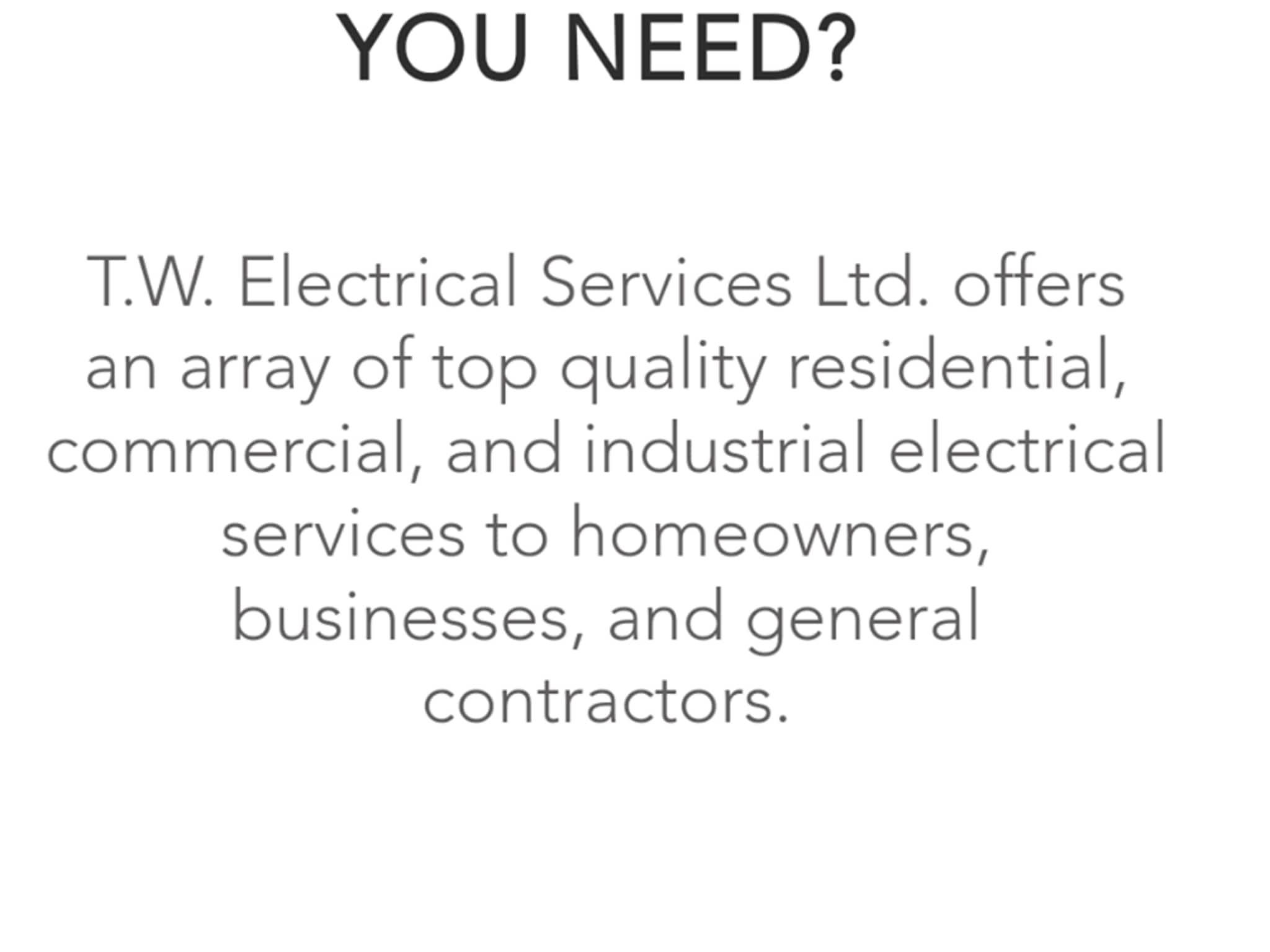 photo T.W Electrical Services Ltd.