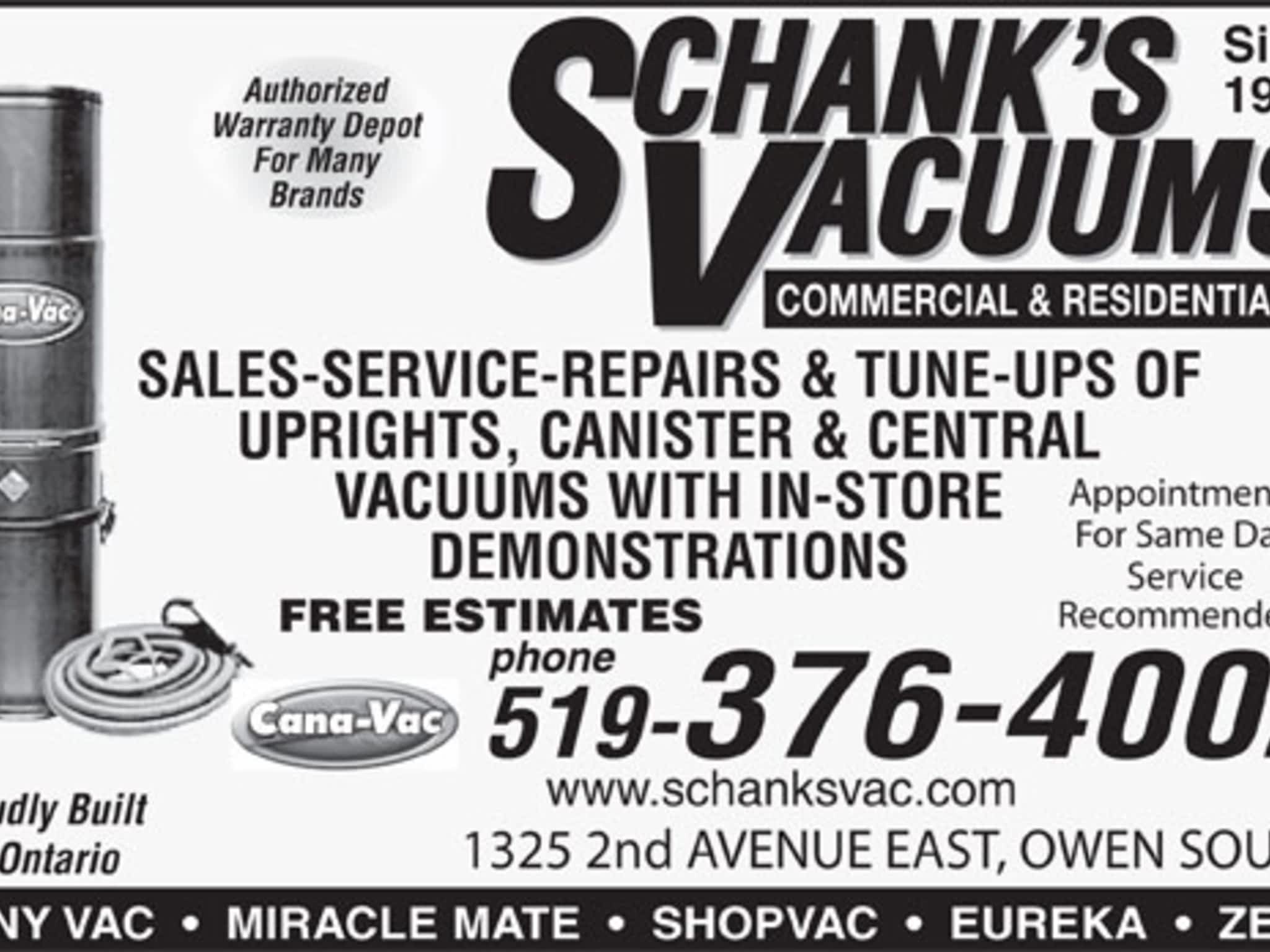 Schank's Vacuums Owen Sound, ON 1325 2nd Ave E Canpages