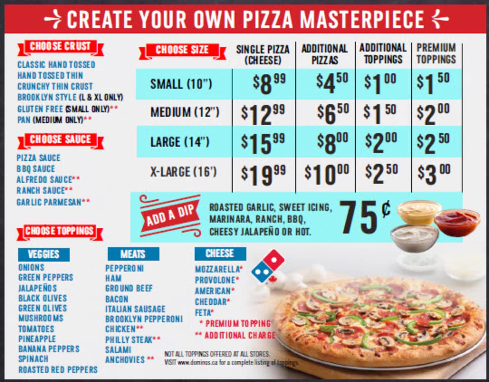 Dominos Veg Menu Price List