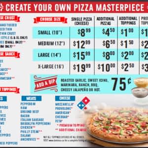 Domino S Pizza Menu Hours Prices 824 18th Street Brandon Mb