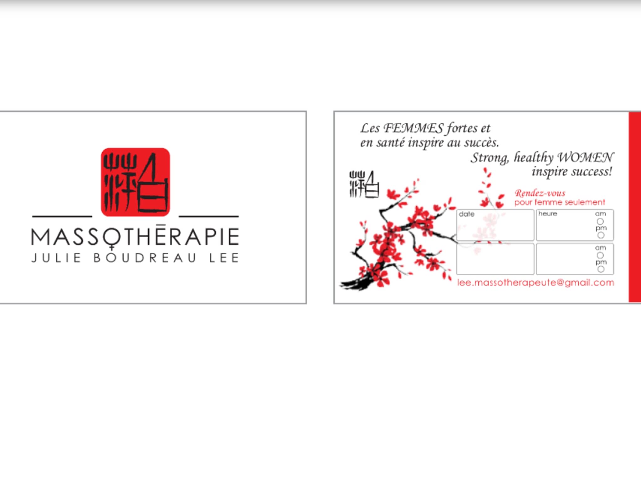 photo Massothérapie Julie Boudreau Lee