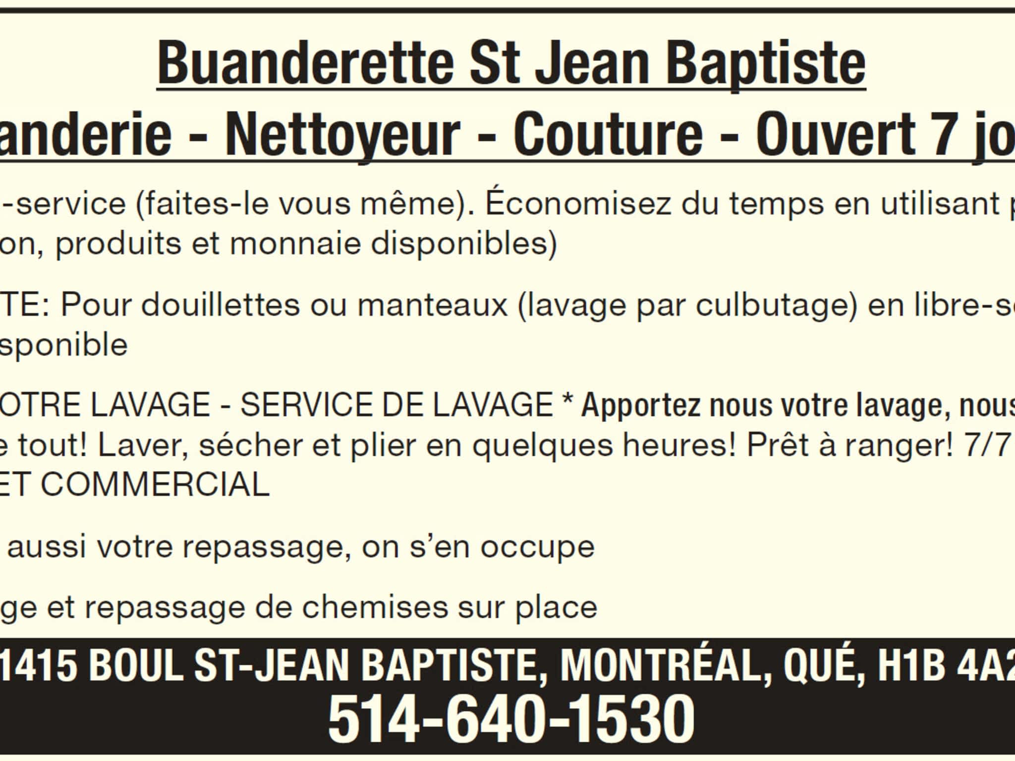 photo Buanderette St Jean Baptiste /Nettoyeur/Couture