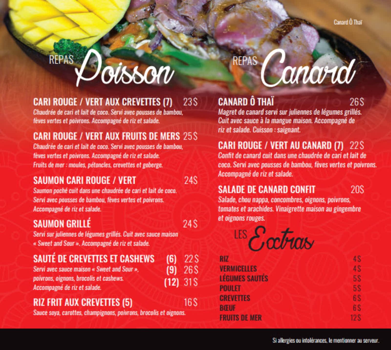 O Thai Menu Hours Prices 810 3e Avenue Val D Or Qc