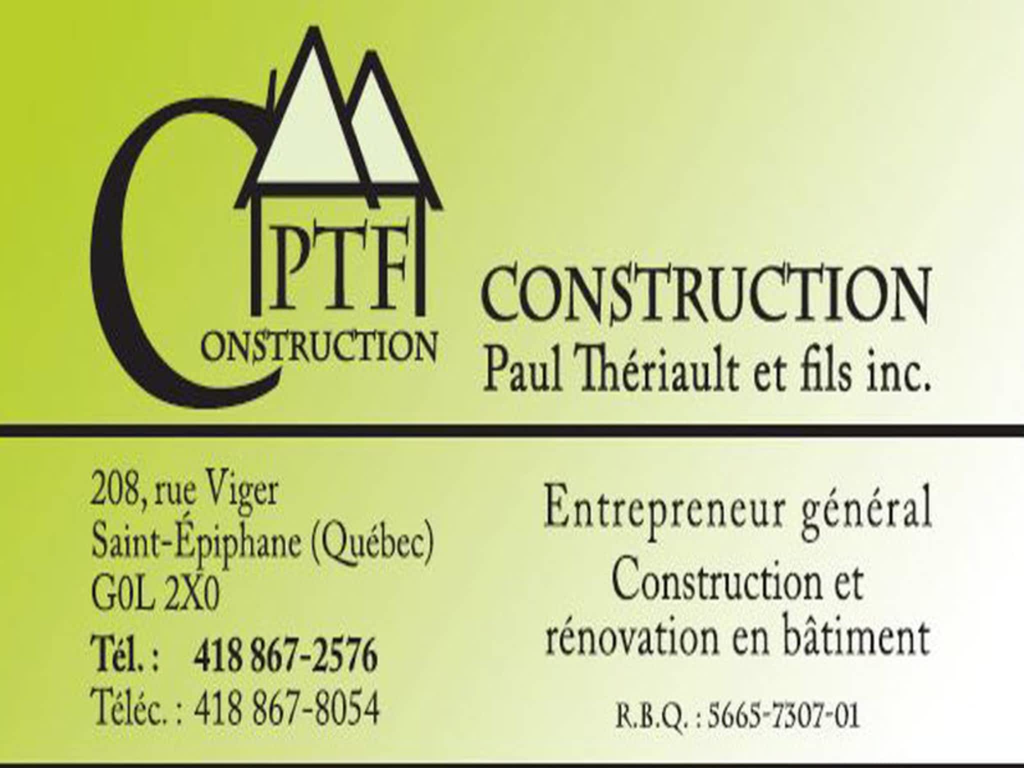 photo Construction Paul Thériault et fils inc