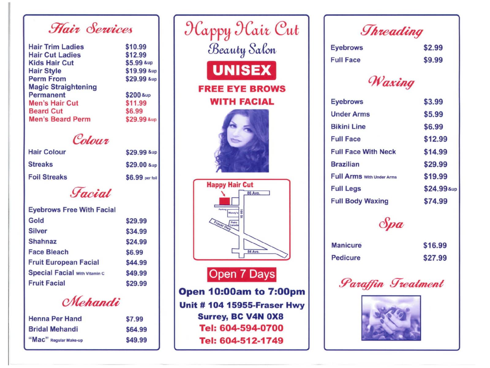 Happy Haircut - Opening Hours - 101-1790 152 St, Surrey, BC