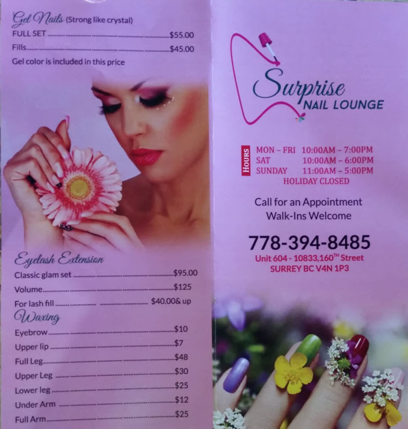 Surprise Nails Lounge - Opening Hours - 604-10833 160 St, Surrey, BC Surprise Nails Lounge - Opening Hours - 604-10833 160 St, Surrey, BC