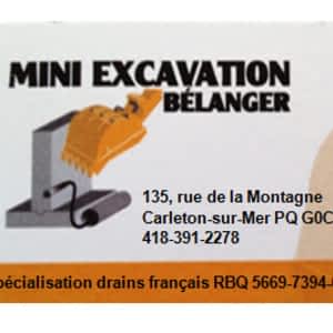 Mini Excavation Bélanger 135 Rue De La Montagne Carleton Qc