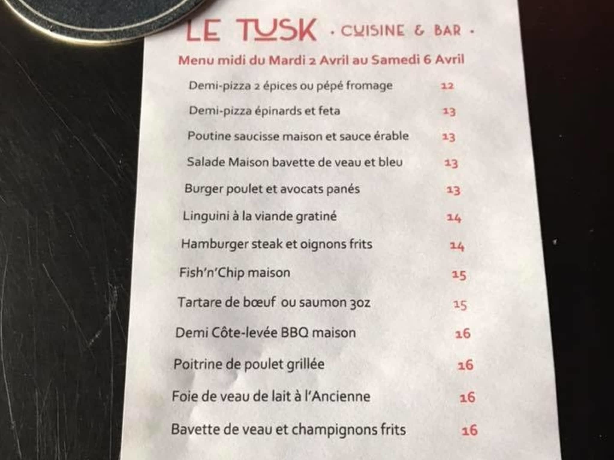 photo Le Tusk Cuisine & Bar Inc