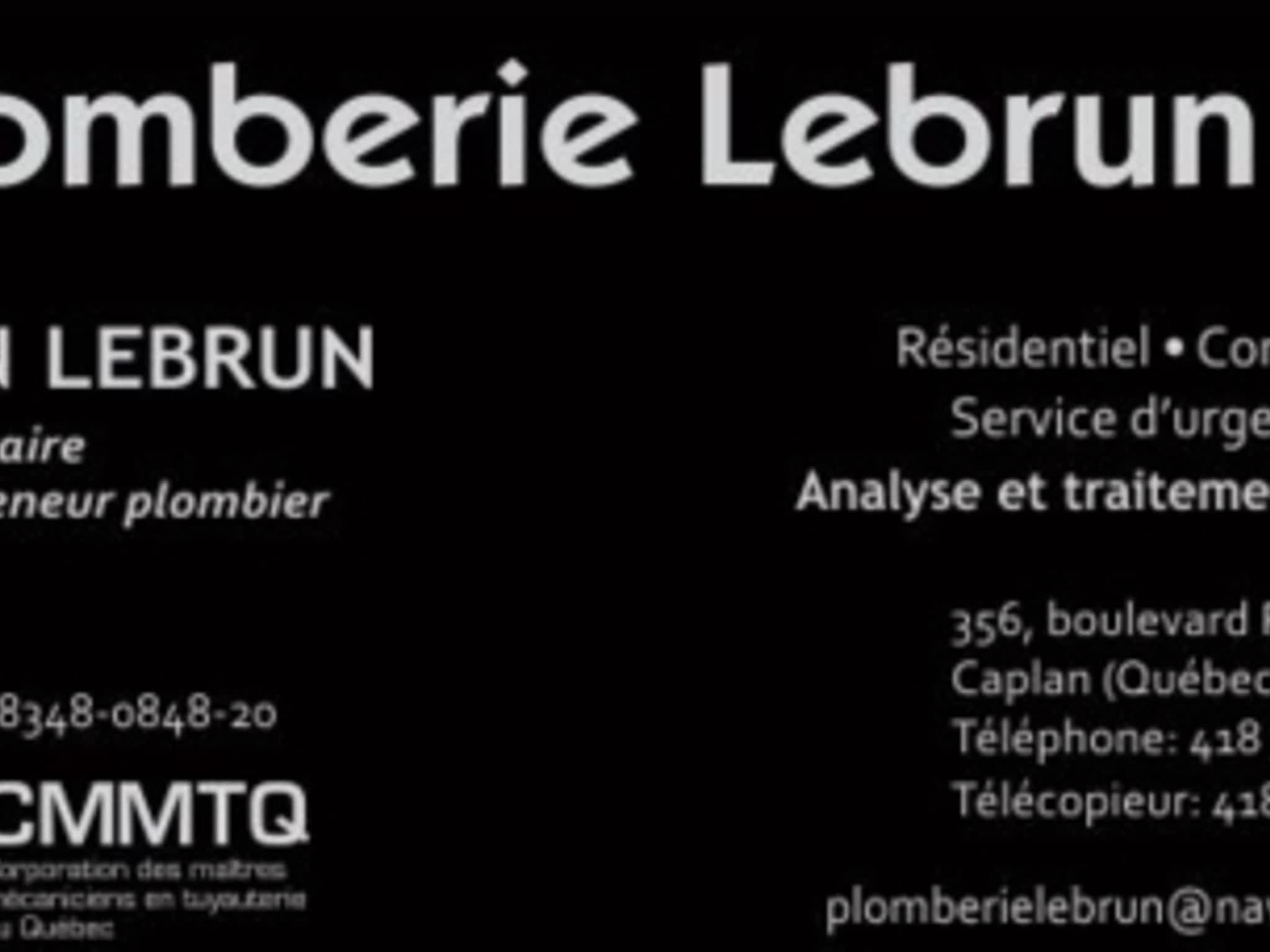 photo Plomberie Lebrun Inc