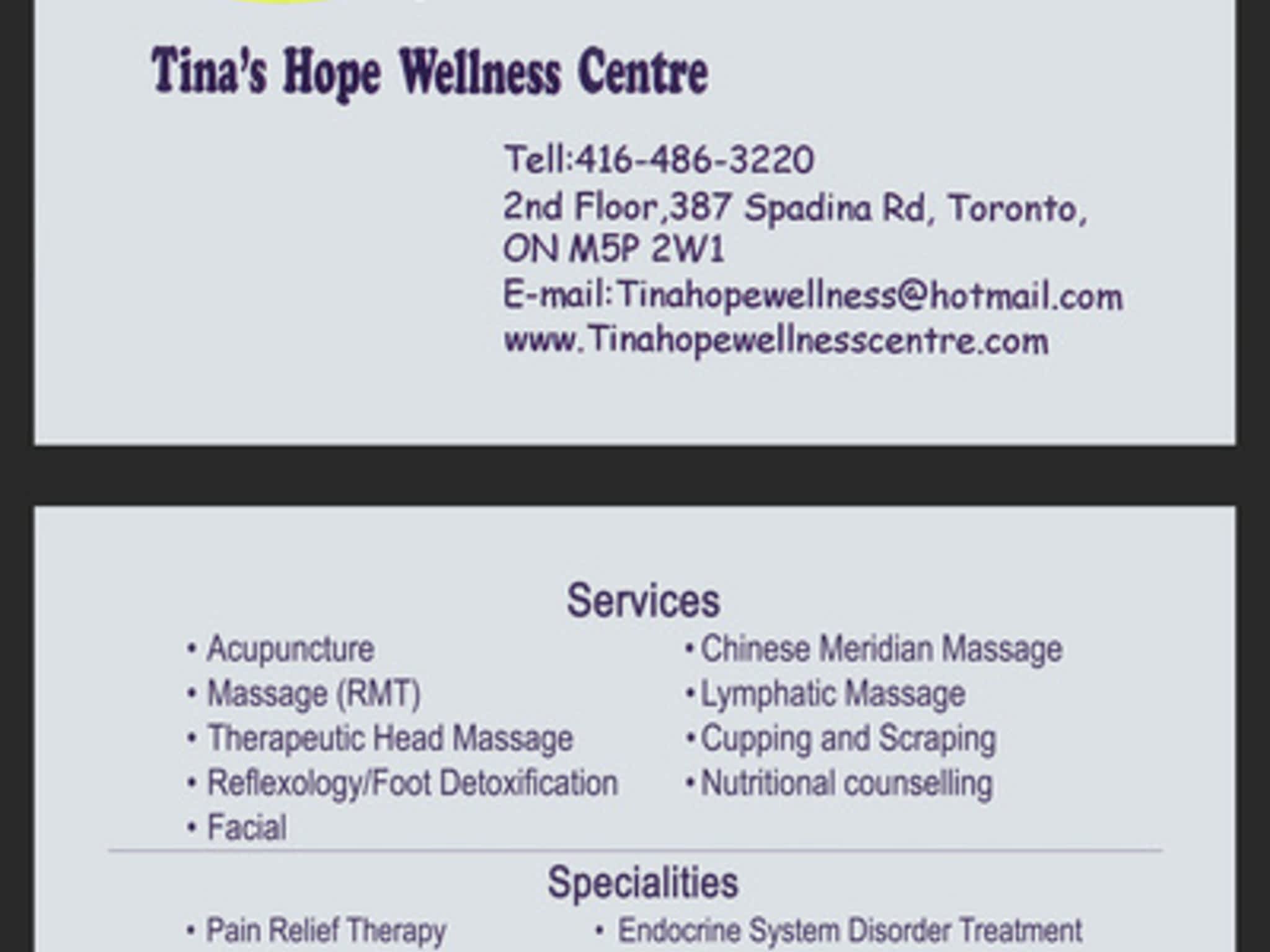 photo Tina Hope Wellness Centre