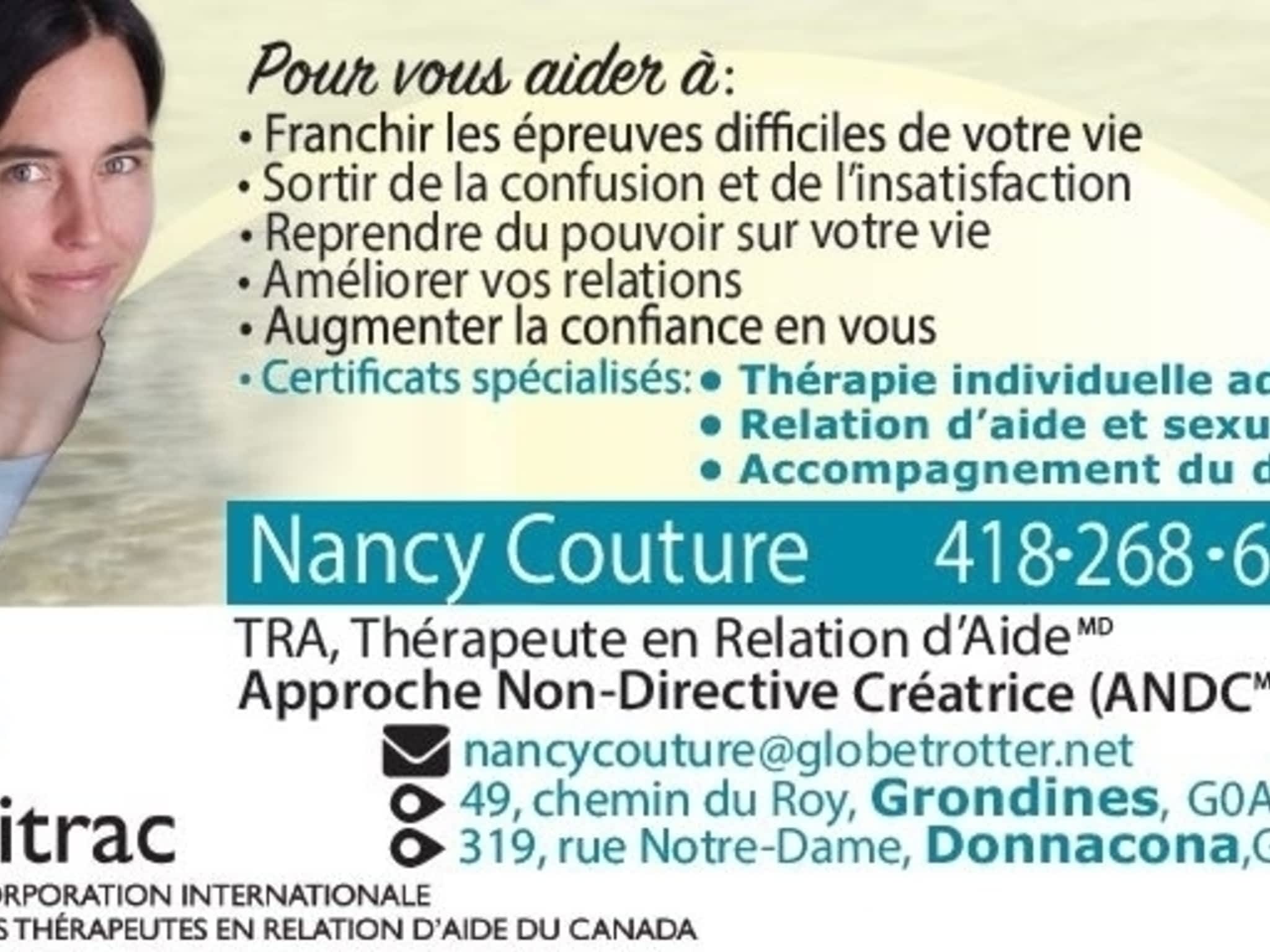 photo Nancy Couture - Thérapeute en Relation d'Aide