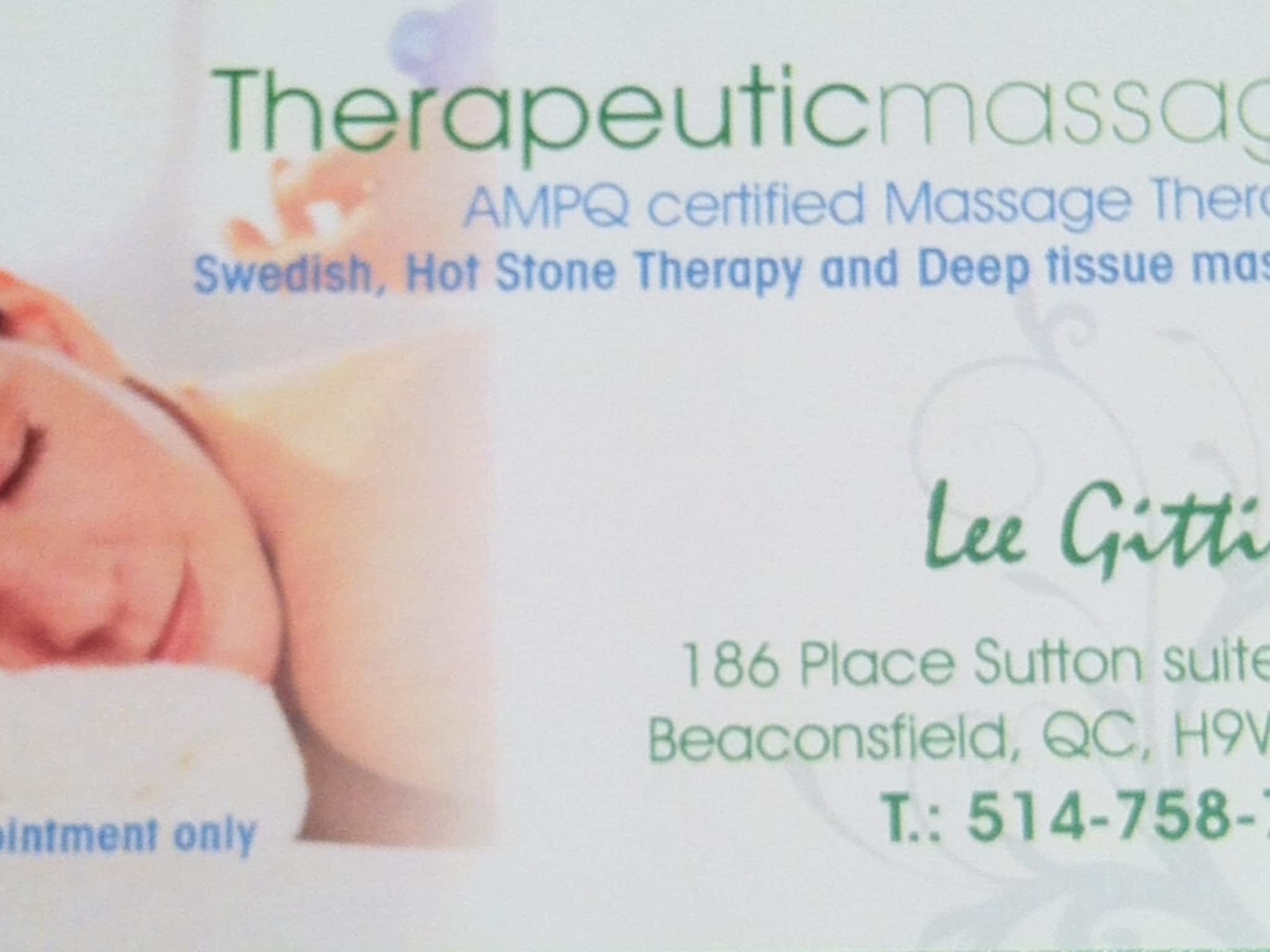 photo Lee Gittings - AMPQ Certified Massage Therapist