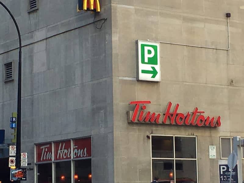 Montreal,Canada. Tim Horton's coffee shop in downtown Montreal