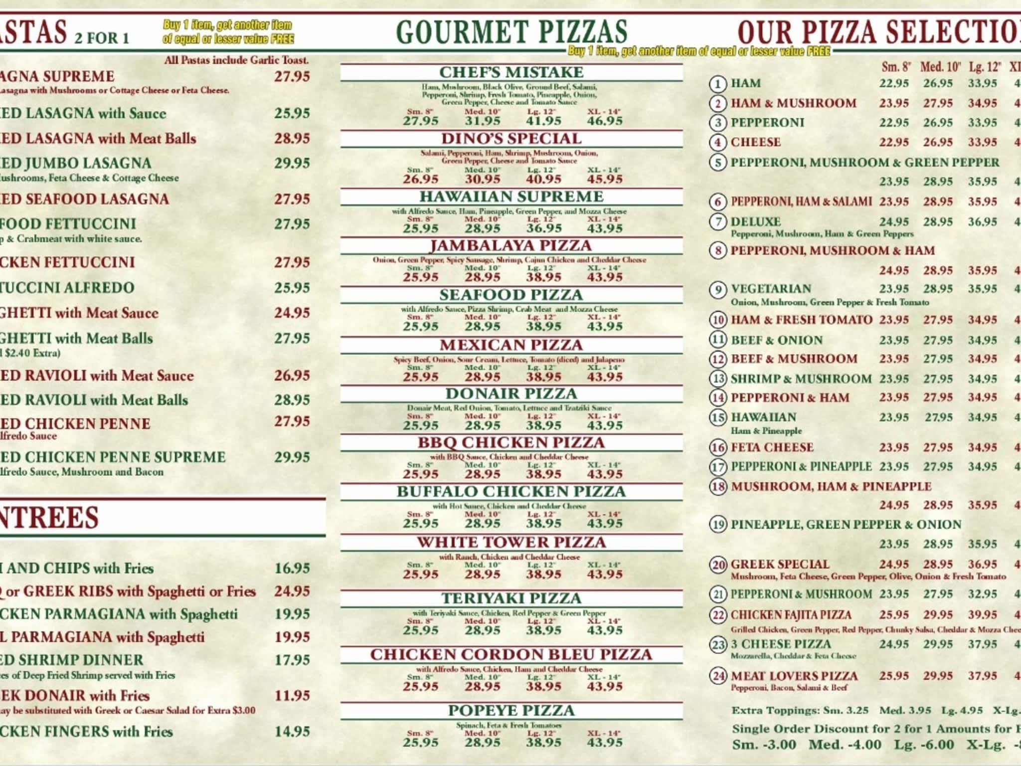 photo Dino's 2 for 1 Pizza & Pasta