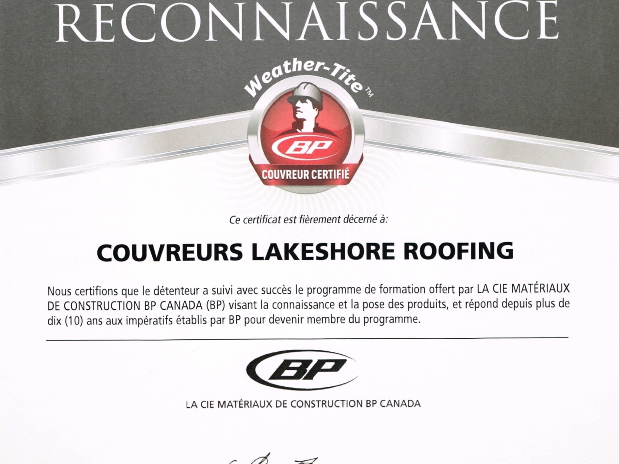 photo Couvreurs Lakeshore Roofing