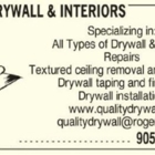 Quality Drywall & Interiors - Drywall Contractors & Drywalling