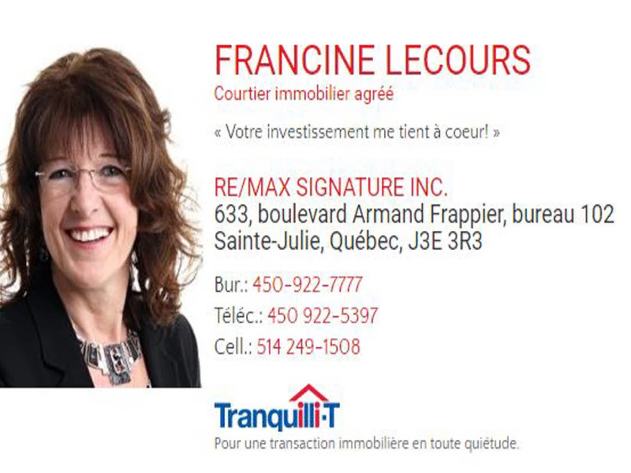 photo Francine Lecours Courtier Immobilier Agréé
