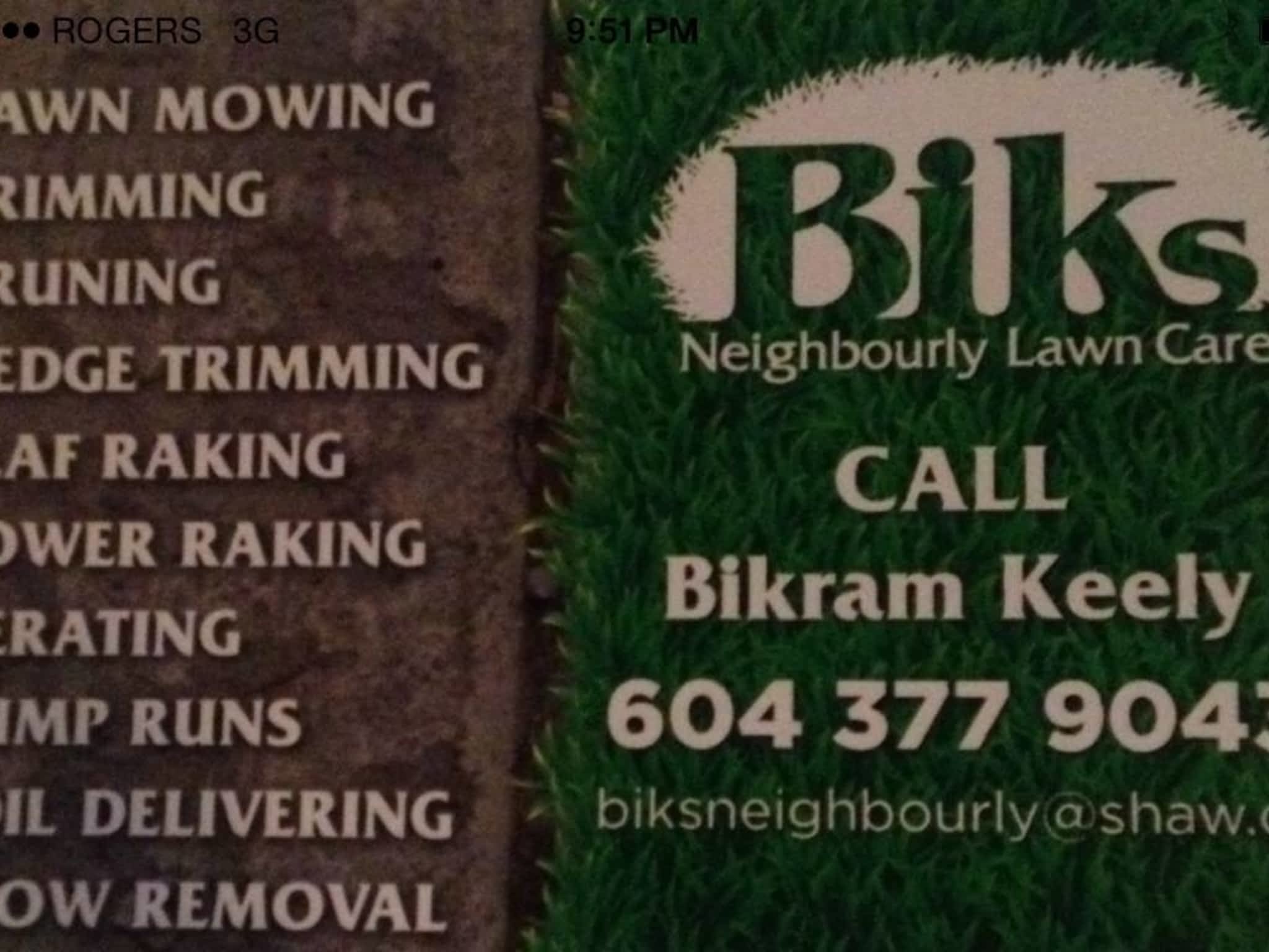 photo Bik's Neighbourly Lawn Care