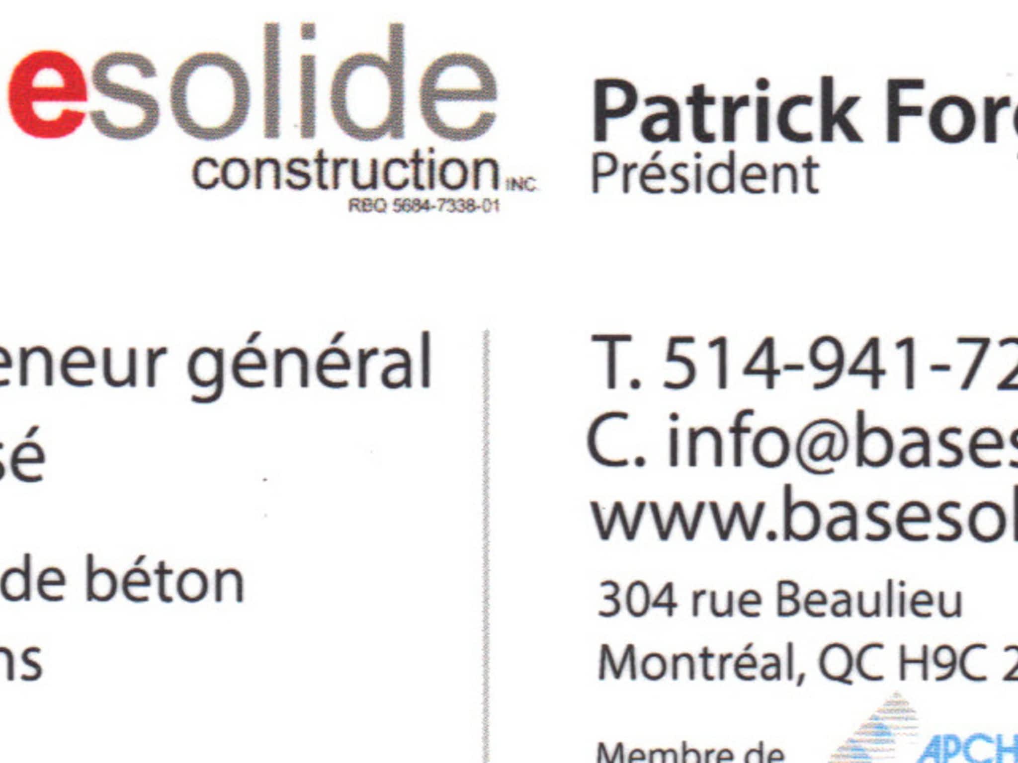 photo Base Solide Construction Inc