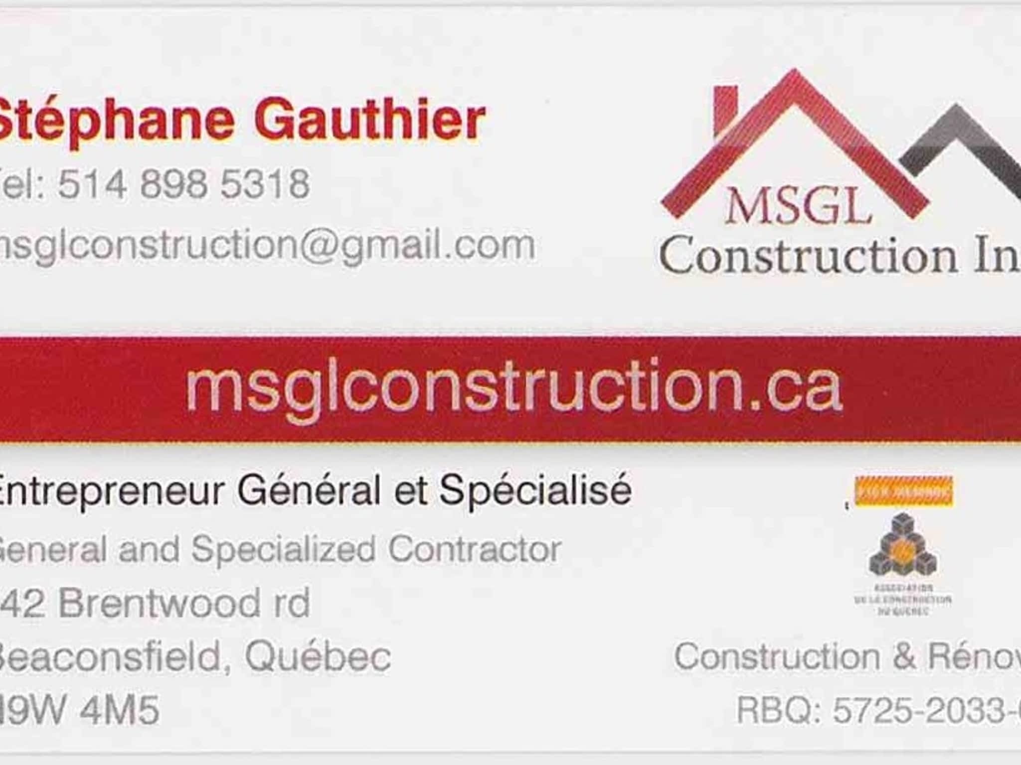 photo MSGL Construction Inc