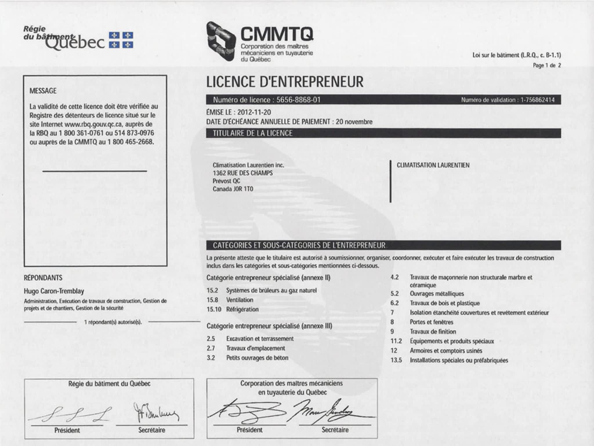 photo Climatisation Laurentien Inc.