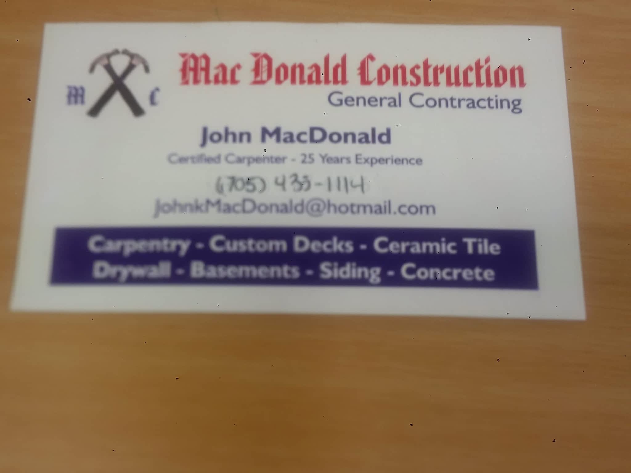 photo MacDonald Construction