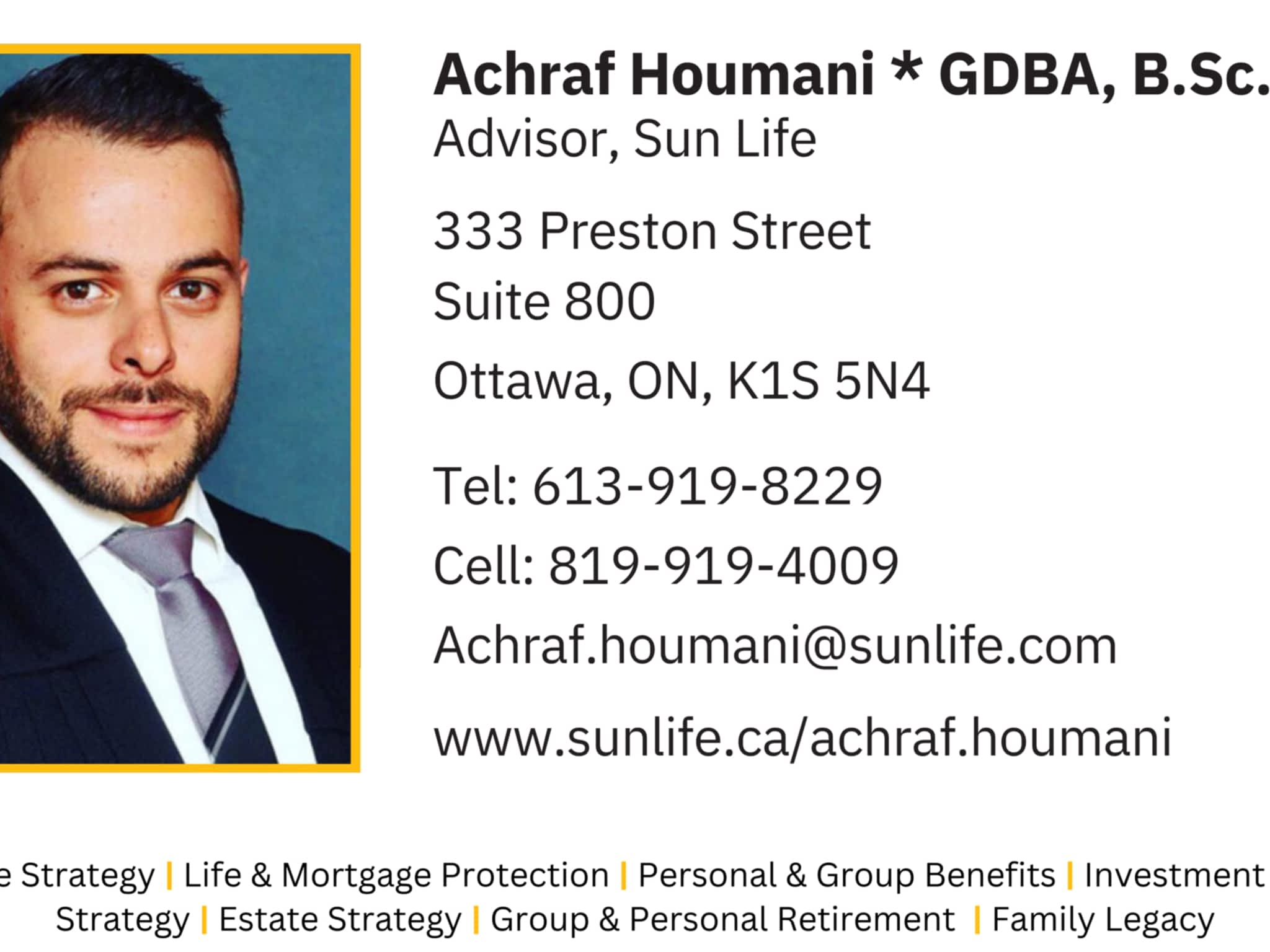 photo Achraf Houmani SunLife Financial Advisor