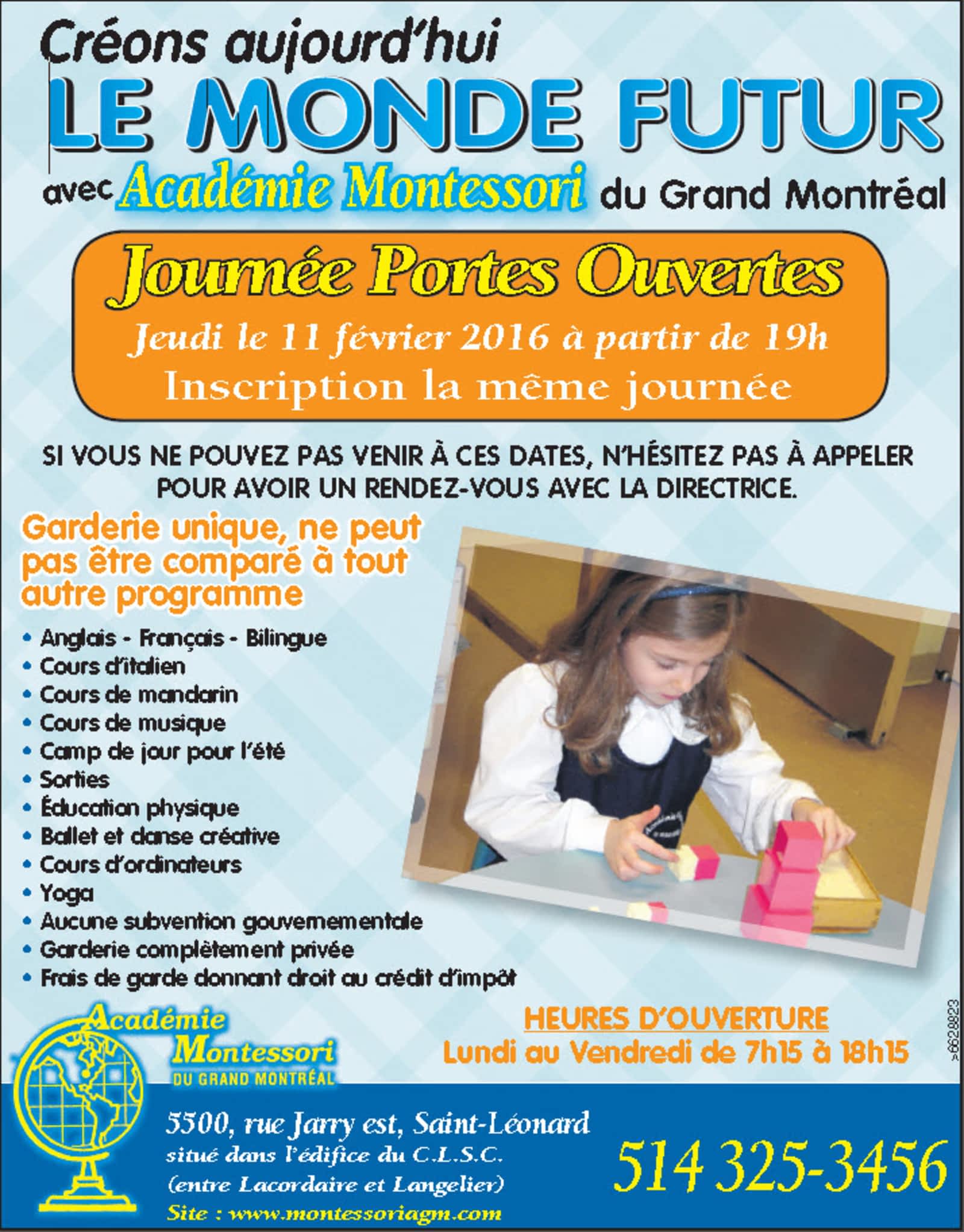 Academie Montessori De Grand Montreal Opening Hours 5500 Rue Jarry E Saint Leonard Qc