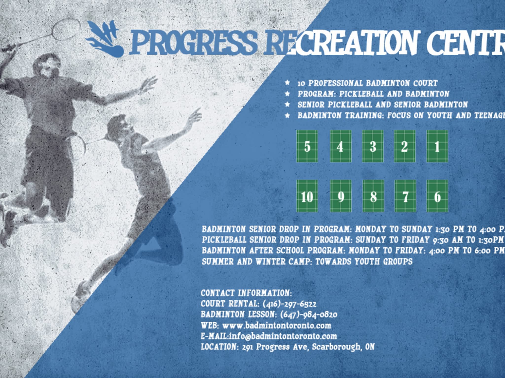Progress Recreation Centre Badminton & Pickleball Club Scarborough