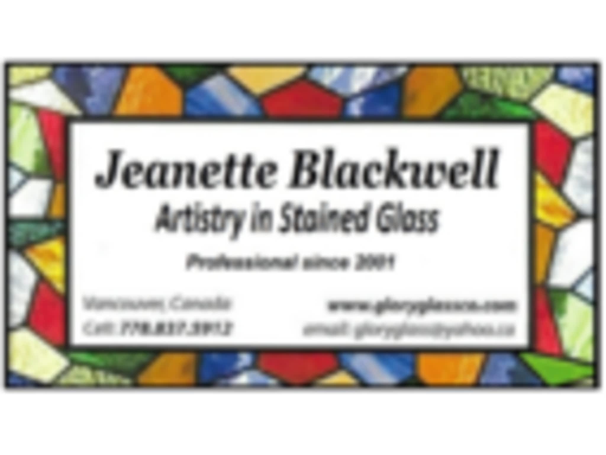 photo Jeanette Blackwell, Stained Glass Artisan